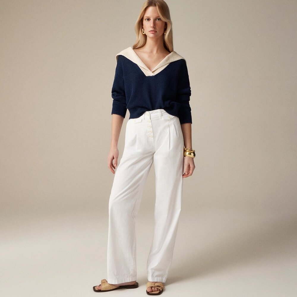 J Crew Womens Pleated button-front pant in chino